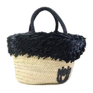 Miu Miu handbag straw basket bag natural black